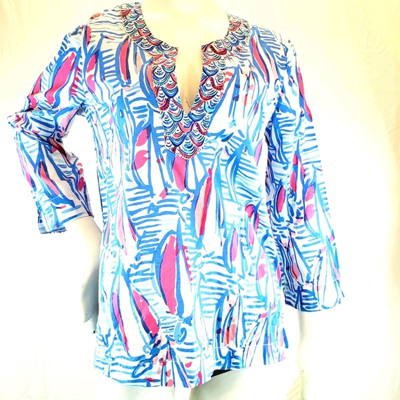 Lilly Pulitzer Tops - Lilly Pulitzer Tunic Top Sailboat Boat 100% Cotton